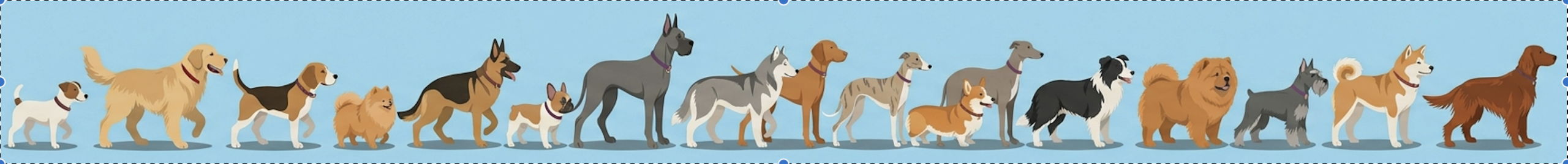 AI Generated dogs different breeds standing in a row